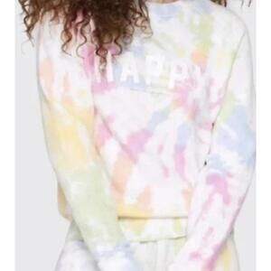 Spiritual Gangster Sweatshirt Large Women’s Happy Tie Dye Crewneck 100% Cotton